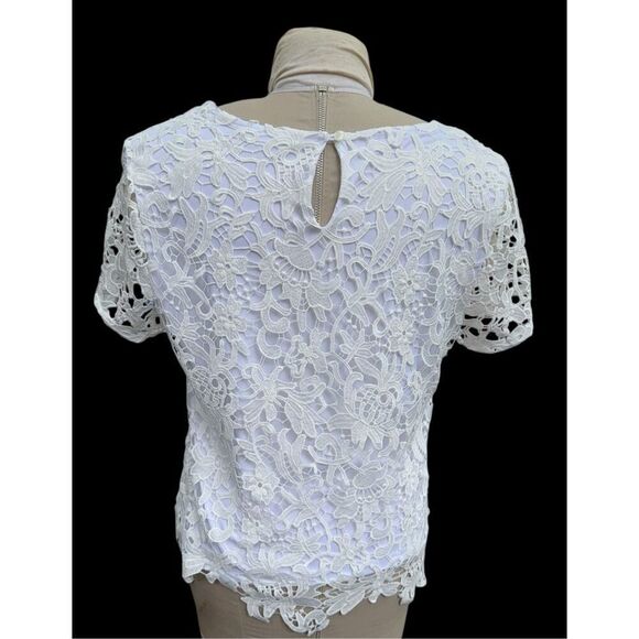 Calvin Klein Women’s Lace Top Lined Short Sleeve Sz. 14 Feminine - Picture 5 of 11